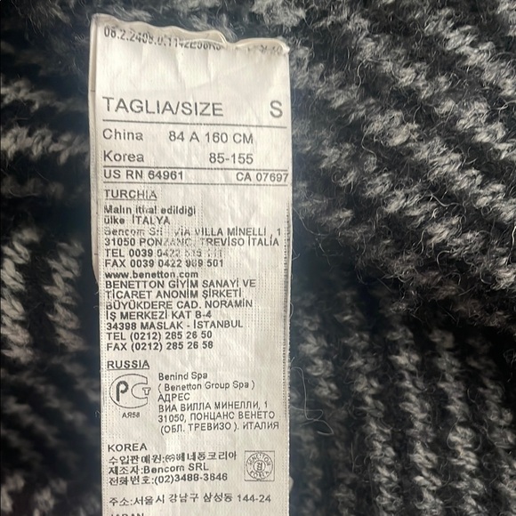 Bennetton Black and Gray Wool/Mohair Blend Coat - Picture 7 of 9